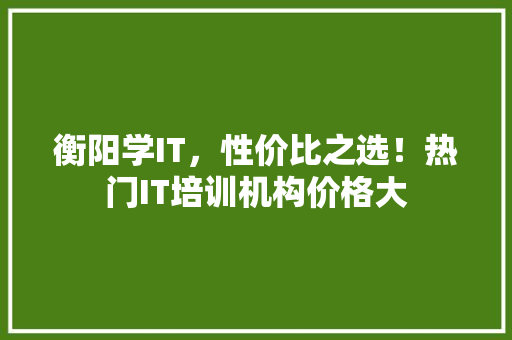 衡阳学IT，性价比之选！热门IT培训机构价格大