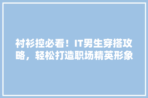 衬衫控必看！IT男生穿搭攻略，轻松打造职场精英形象 缓存Redis