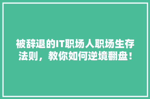 被辞退的IT职场人职场生存法则，教你如何逆境翻盘！