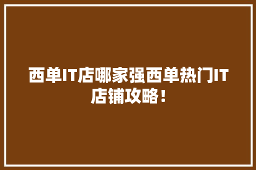西单IT店哪家强西单热门IT店铺攻略！