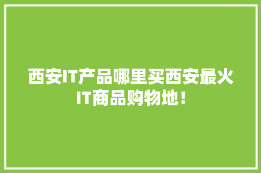 西安IT产品哪里买西安最火IT商品购物地！