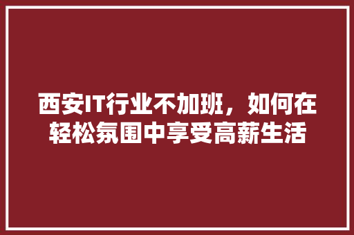 西安IT行业不加班，如何在轻松氛围中享受高薪生活 项目报告