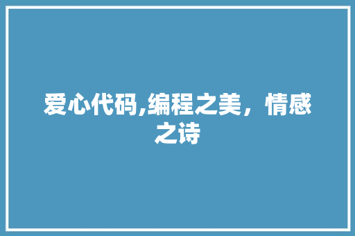 爱心代码,编程之美，情感之诗