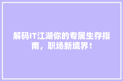 解码IT江湖你的专属生存指南，职场新境界！ 网站建设