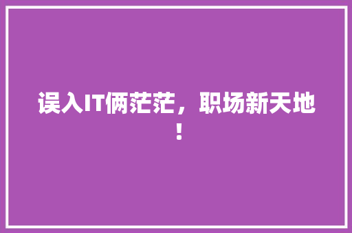 误入IT俩茫茫，职场新天地！
