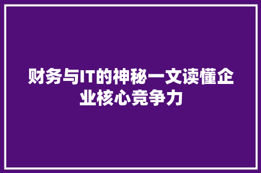 财务与IT的神秘一文读懂企业核心竞争力 市场营销范文