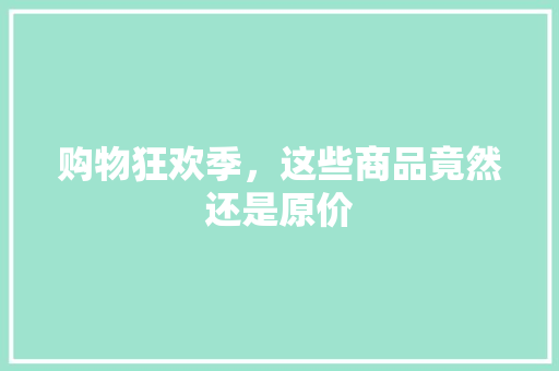 购物狂欢季，这些商品竟然还是原价