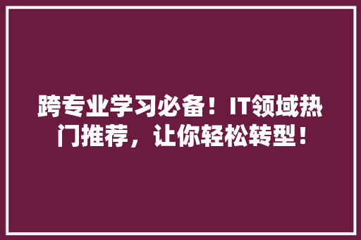 跨专业学习必备！IT领域热门推荐，让你轻松转型！ 前端技术