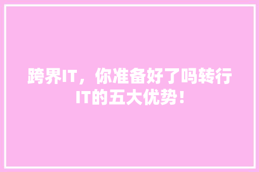 跨界IT，你准备好了吗转行IT的五大优势！ 网站建设