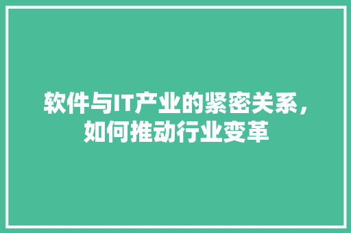 软件与IT产业的紧密关系，如何推动行业变革