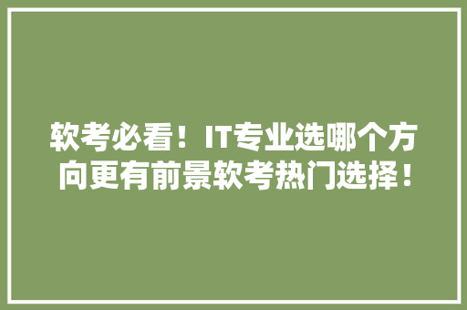 软考必看！IT专业选哪个方向更有前景软考热门选择！