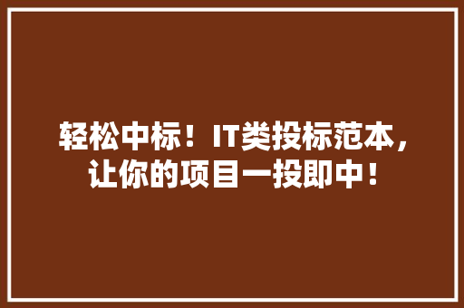 轻松中标！IT类投标范本，让你的项目一投即中！