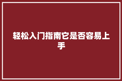 轻松入门指南它是否容易上手