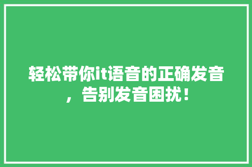 轻松带你it语音的正确发音，告别发音困扰！ 前端技术