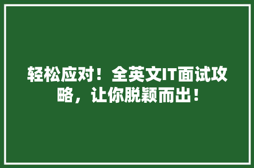 轻松应对！全英文IT面试攻略，让你脱颖而出！