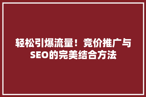 轻松引爆流量！竞价推广与SEO的完美结合方法