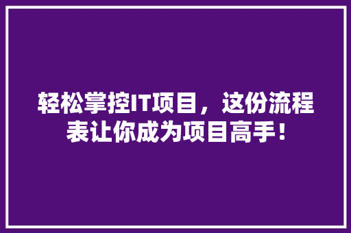 轻松掌控IT项目，这份流程表让你成为项目高手！