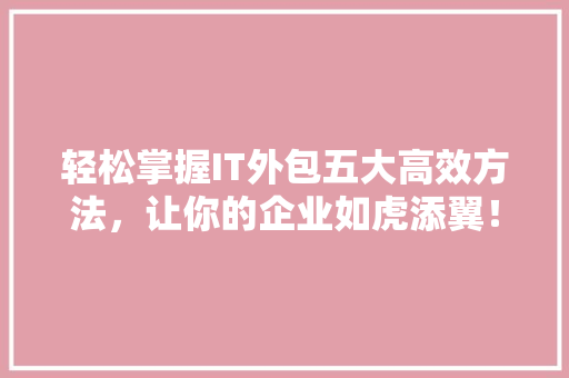 轻松掌握IT外包五大高效方法，让你的企业如虎添翼！ 网站建设