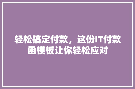 轻松搞定付款，这份IT付款函模板让你轻松应对