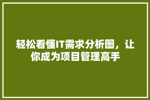 轻松看懂IT需求分析图，让你成为项目管理高手