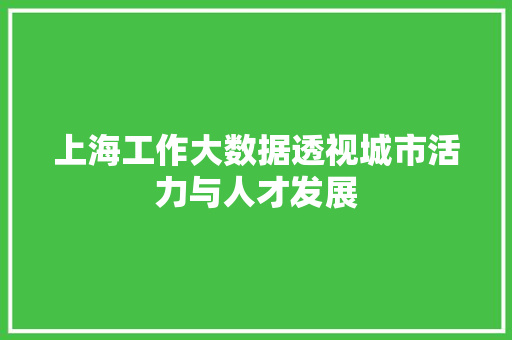上海工作大数据透视城市活力与人才发展