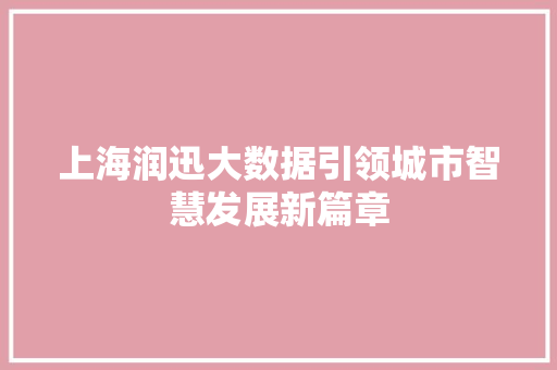 上海润迅大数据引领城市智慧发展新篇章