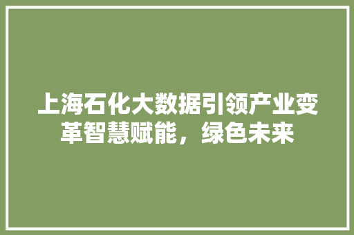 上海石化大数据引领产业变革智慧赋能，绿色未来