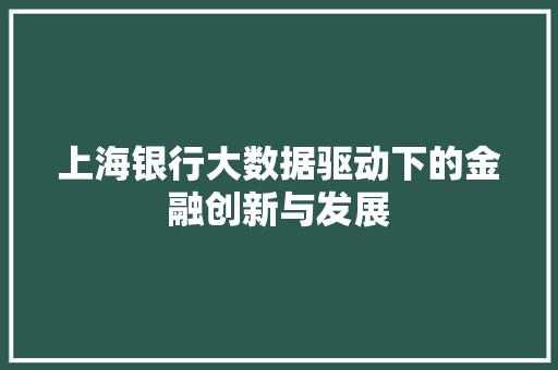 上海银行大数据驱动下的金融创新与发展