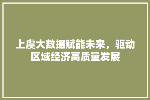 上虞大数据赋能未来，驱动区域经济高质量发展