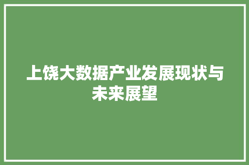 上饶大数据产业发展现状与未来展望