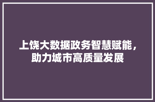 上饶大数据政务智慧赋能，助力城市高质量发展