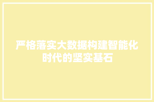 严格落实大数据构建智能化时代的坚实基石