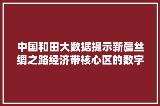中国和田大数据提示新疆丝绸之路经济带核心区的数字经济崛起