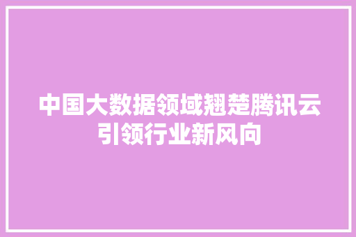 中国大数据领域翘楚腾讯云引领行业新风向