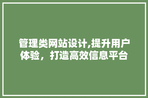管理类网站设计,提升用户体验，打造高效信息平台 网站建设