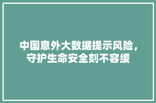 中国意外大数据提示风险，守护生命安全刻不容缓