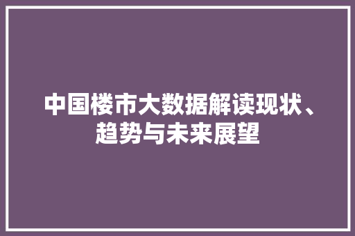 中国楼市大数据解读现状、趋势与未来展望