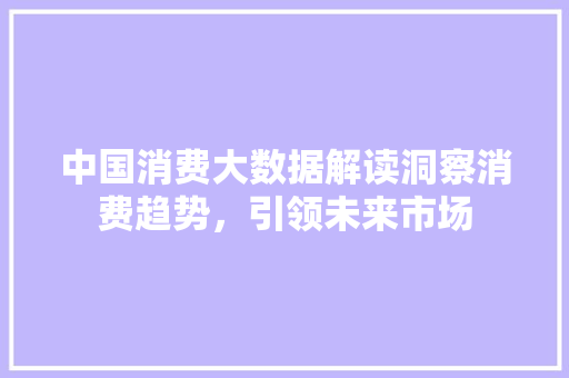 中国消费大数据解读洞察消费趋势，引领未来市场