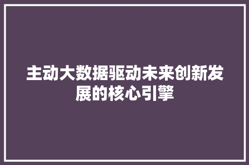 主动大数据驱动未来创新发展的核心引擎