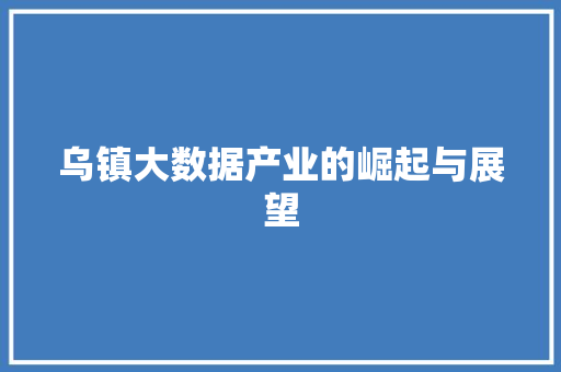 乌镇大数据产业的崛起与展望