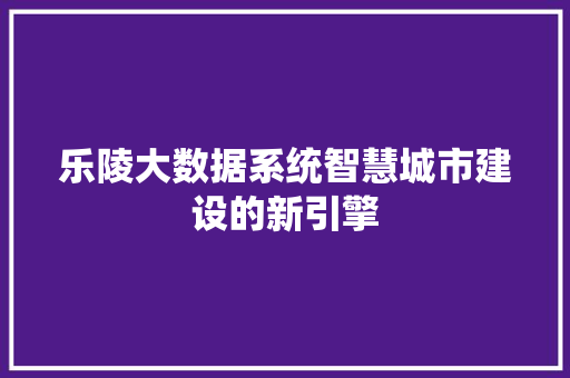 乐陵大数据系统智慧城市建设的新引擎