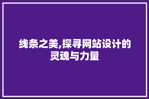 线条之美,探寻网站设计的灵魂与力量