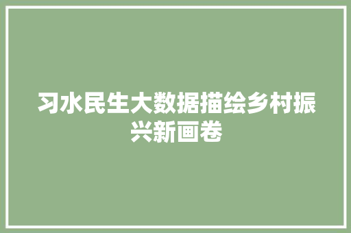 习水民生大数据描绘乡村振兴新画卷