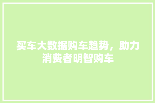 买车大数据购车趋势，助力消费者明智购车