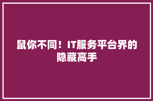 鼠你不同！IT服务平台界的隐藏高手
