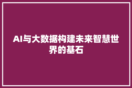 AI与大数据构建未来智慧世界的基石