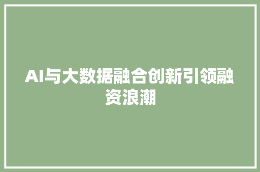 AI与大数据融合创新引领融资浪潮