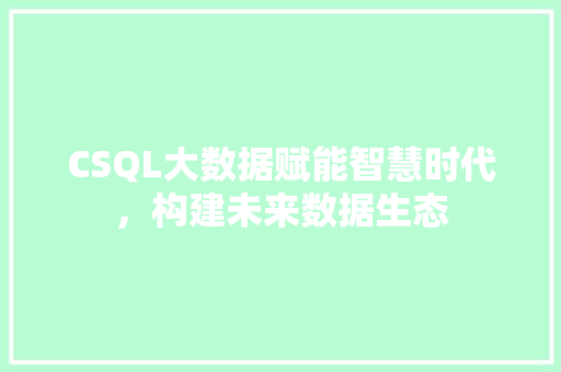 CSQL大数据赋能智慧时代，构建未来数据生态