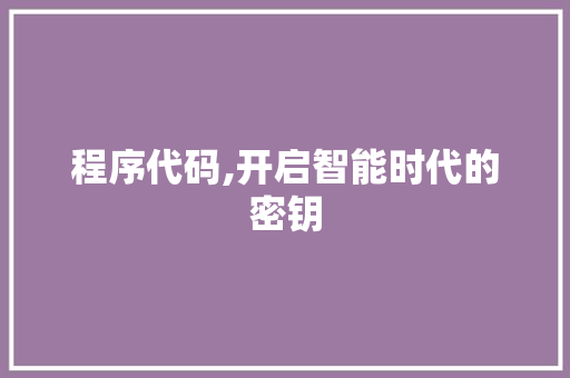 程序代码,开启智能时代的密钥 项目报告