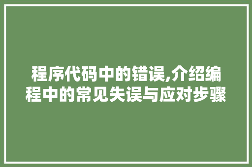 程序代码中的错误,介绍编程中的常见失误与应对步骤 前端技术